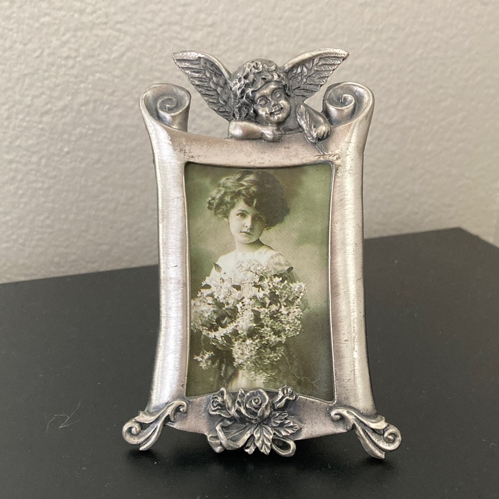 Vintage Linco Cherub Roses Victorian Small Desktop Frame Coquette Whimsigoth